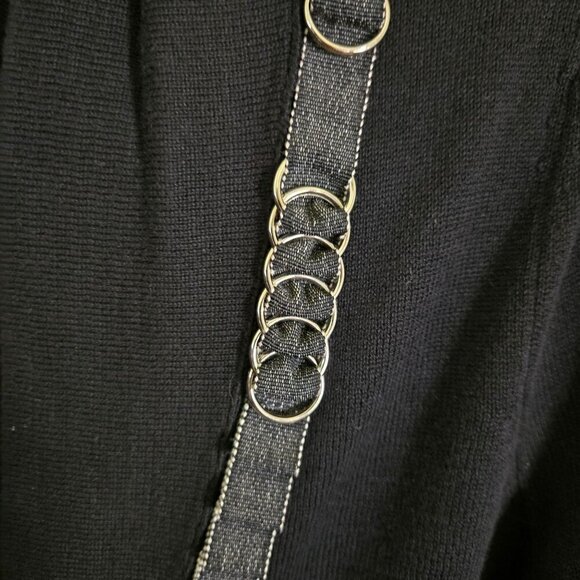 Nanette Lepore Unique Black Chain Link Cropped Cardigan Sweater Size XS - Picture 3 of 5